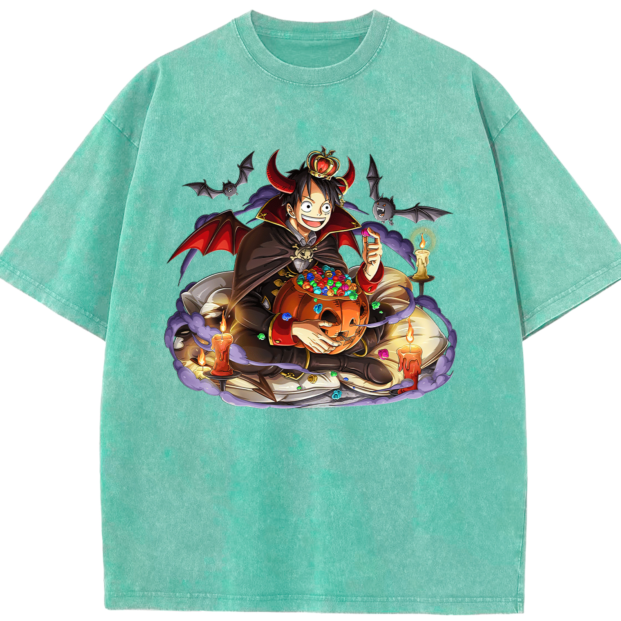 ワンピース モンキー・D・ルフィ ONE PIECE Monkey D. Luffy 綿100% ヴィンテージ風 半袖Tシャツ（フロントプリント）